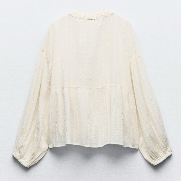 Zara Balloon Sleeve V-neck Blouse - Picture 2 of 5